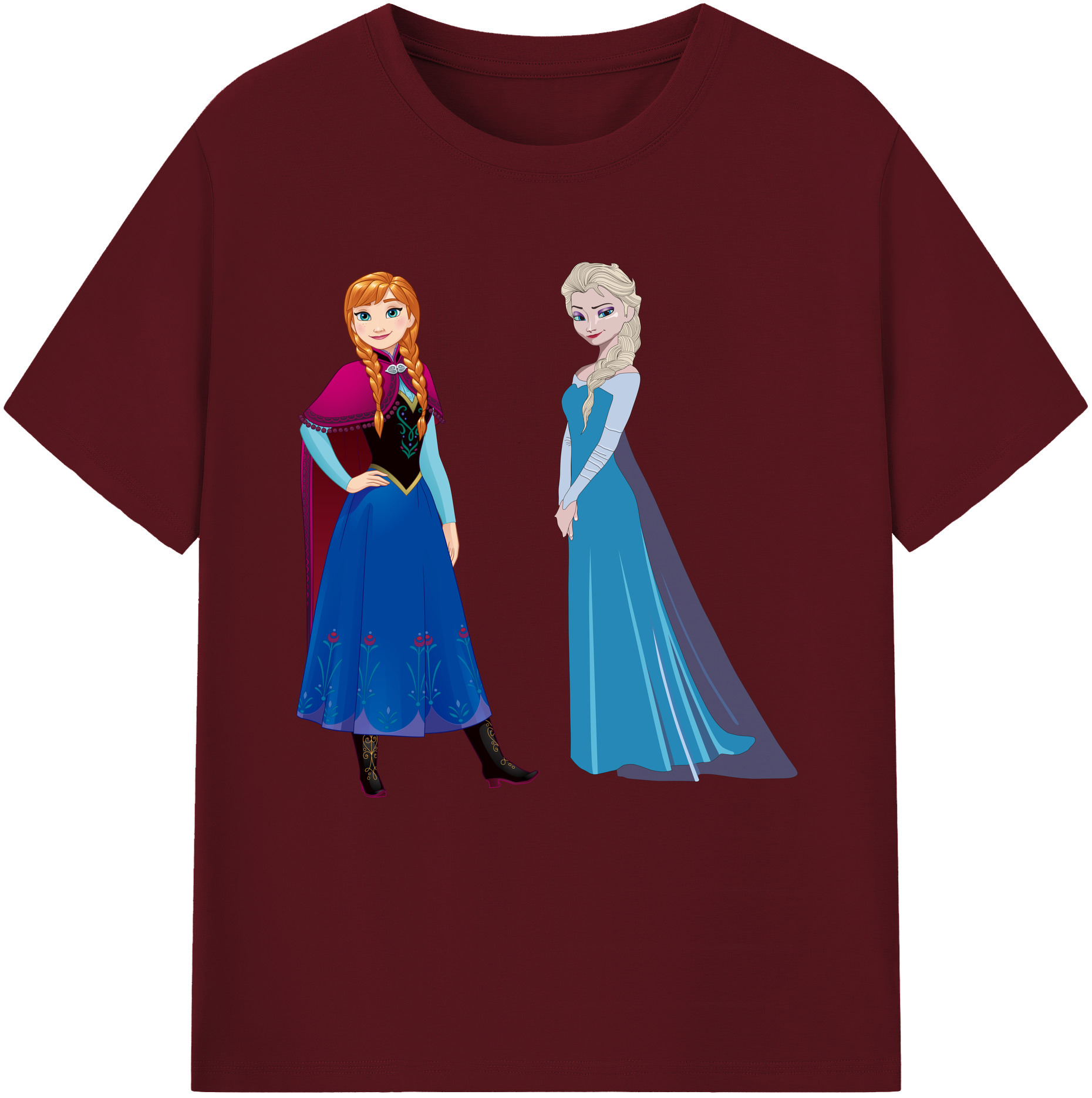 （画像用） アナと雪の女王 アンナ エルサ Frozen Anna Elsa 綿100％半袖Tシャツ（フロントプリント）